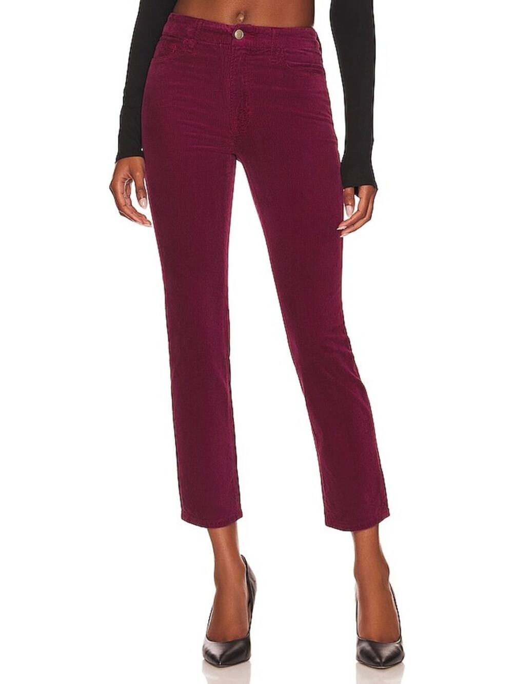 Good American Good Classic Corduroy Pants Wine Burgundy Cords Maroon Jeans 8 29